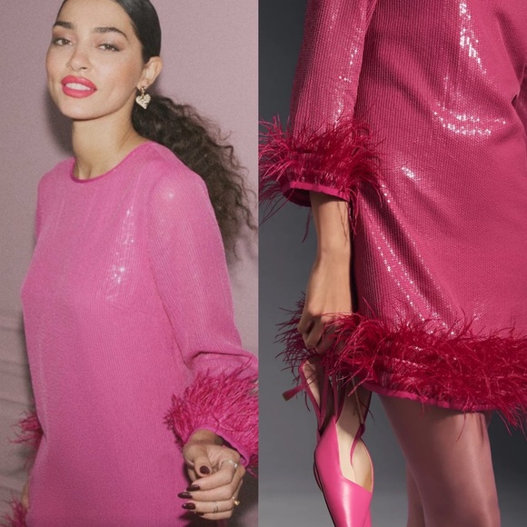 Anthropologie “Vineet Bahl” Feather Trimmed Shift Dress - Picture 2 of 5